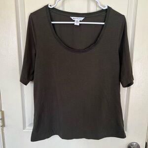 Athleta Olive Green Scoop Neck Short Sleeve Tee Size Large